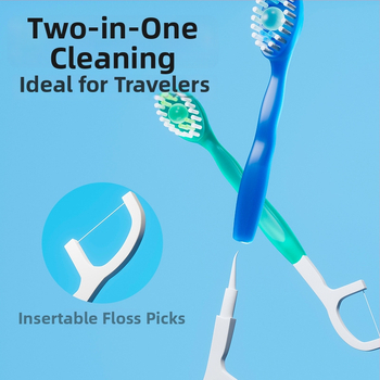 Healthy 3-σε-1 ταξιδιωτική οδοντόβουρτσα με οδοντικό νήμα και στοματικό διάλυμα, μίνι μιας χρήσης, φορητή