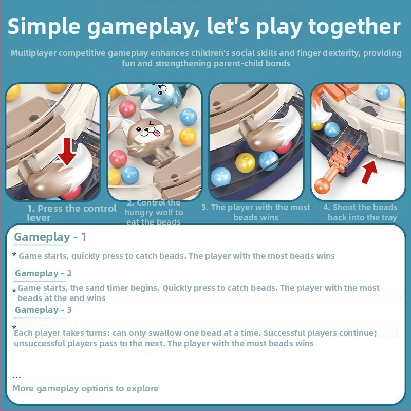 Stolna igra – Žaba koja jede grah protiv gladnog vuka, plastična konstrukcija, multiplayer zagonetka za obiteljsko igranje u zatvorenim prostorima