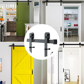 Komplet hardvera za barn vrata s kompletnim sustavom vodilica i valjaka; materijal: ugljična čelika; model SJ-G002; marka Sjian.