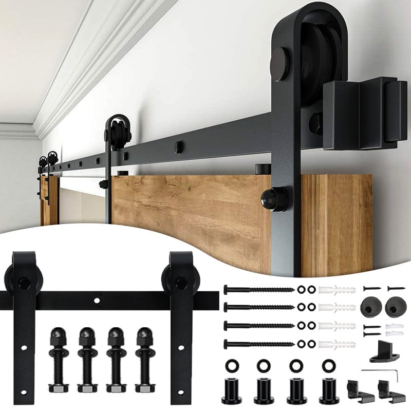 Komplet hardvera za barn vrata s kompletnim sustavom vodilica i valjaka; materijal: ugljična čelika; model SJ-G002; marka Sjian.