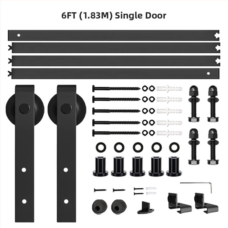 Komplet hardvera za barn vrata s kompletnim sustavom vodilica i valjaka; materijal: ugljična čelika; model SJ-G002; marka Sjian.