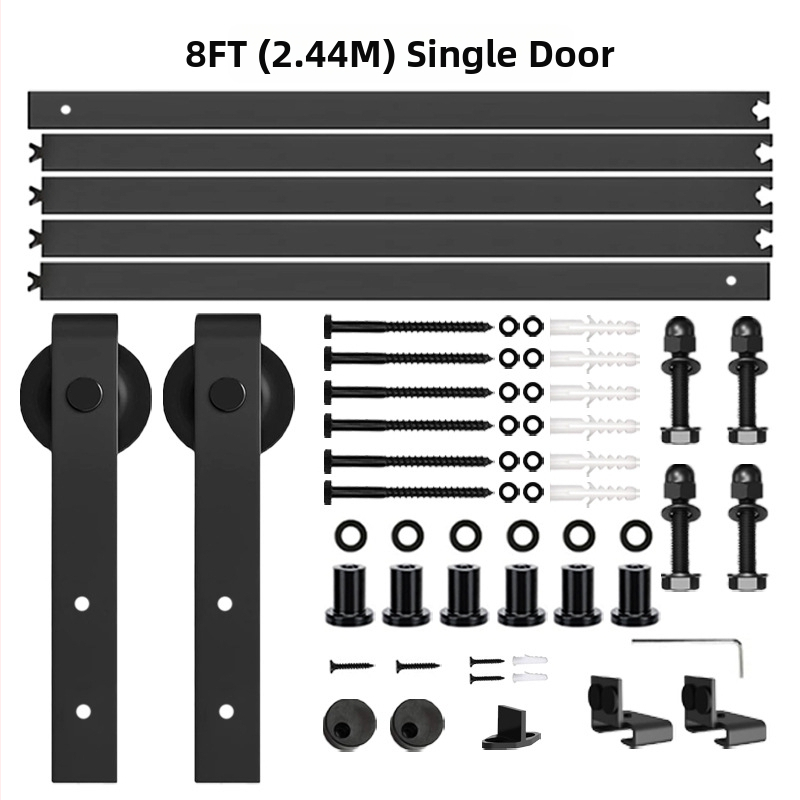 Komplet hardvera za barn vrata s kompletnim sustavom vodilica i valjaka; materijal: ugljična čelika; model SJ-G002; marka Sjian.