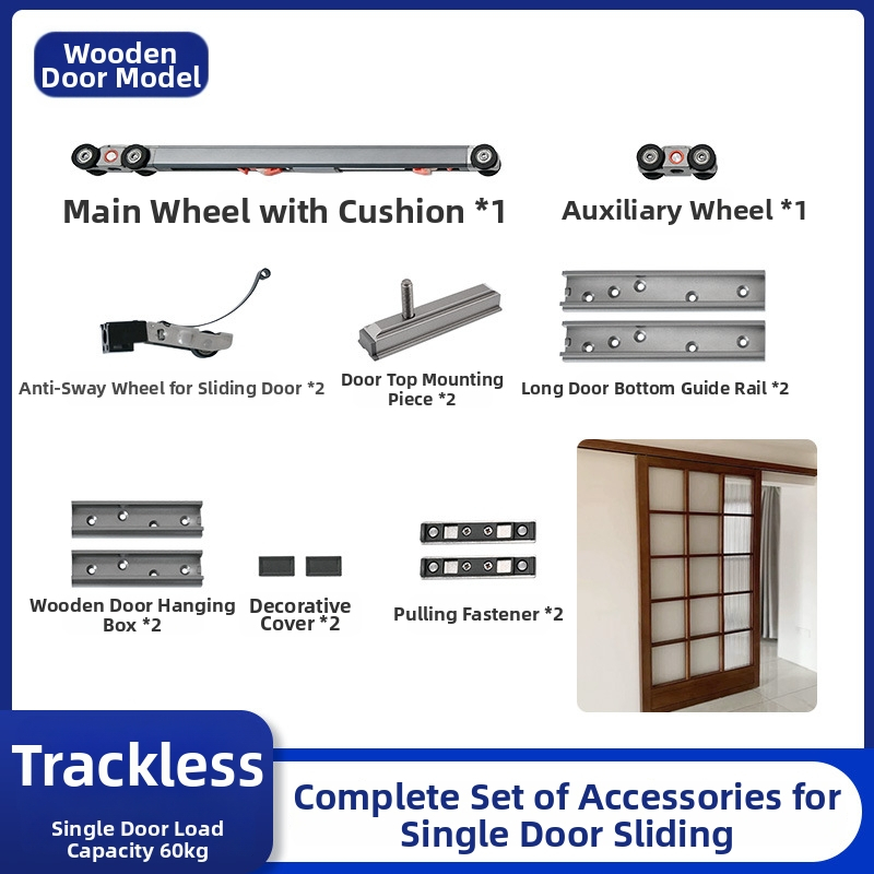 Vodič tračnica za klizna vrata - lijevo/desno guranje, dvostrani amortizer, universalna aluminijsko-drevena konstrukcija, model 320d