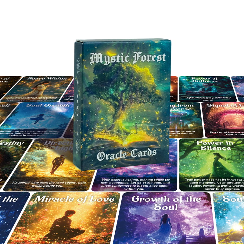 Karte za društvenu igru – set od 50 karata, interaktivne misteriozne karte za čarobnu šumsku tarotsku proricanje, papir, šarena kutija, od 14 godina