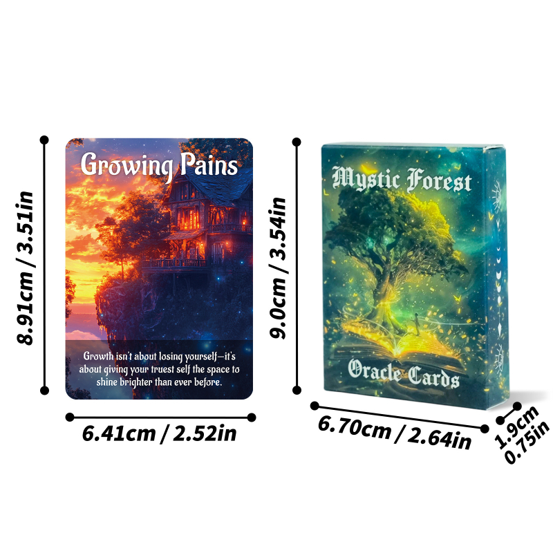 Karte za društvenu igru – set od 50 karata, interaktivne misteriozne karte za čarobnu šumsku tarotsku proricanje, papir, šarena kutija, od 14 godina