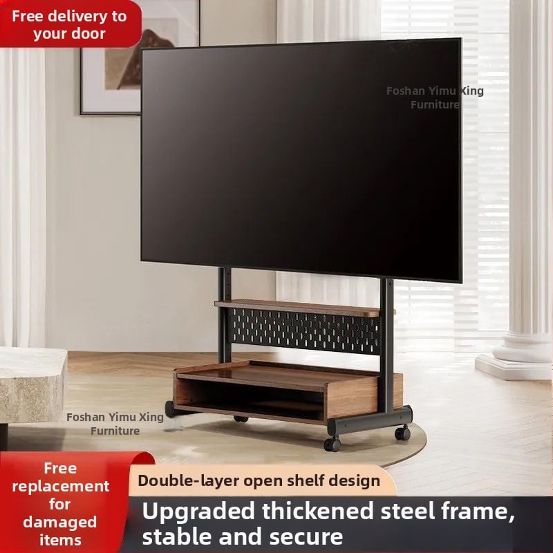 Mozgatható padlón álló TV állvány kerekekkel, nappaliba és kis apartmanokhoz – multifunkcionális televíziós szekrény