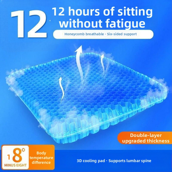 Gelová chladiaca podložka s bunkovým vzorom — priedušná, pre sedačky v aute a kancelárske stoličky, výplň: TPE, poťah: PVC, štýl moderná jednoduchosť