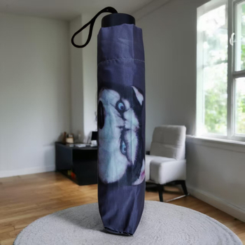 Umbrelă de soare cu logo personalizat - trei secțiuni, 8 brațe, pânză Impact, acoperire argintie, ramă din oțel