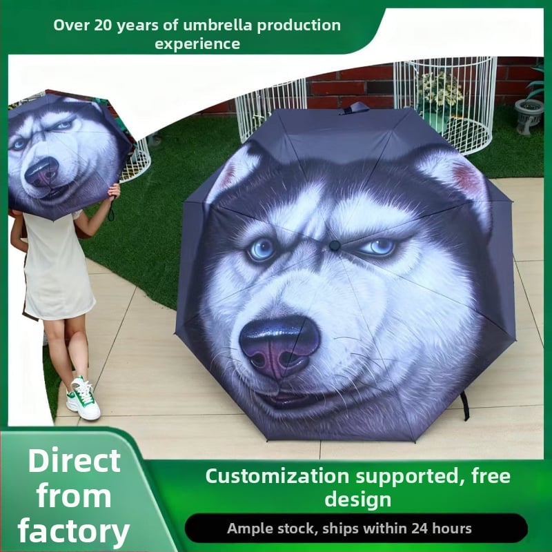 Umbrelă de soare cu logo personalizat - trei secțiuni, 8 brațe, pânză Impact, acoperire argintie, ramă din oțel