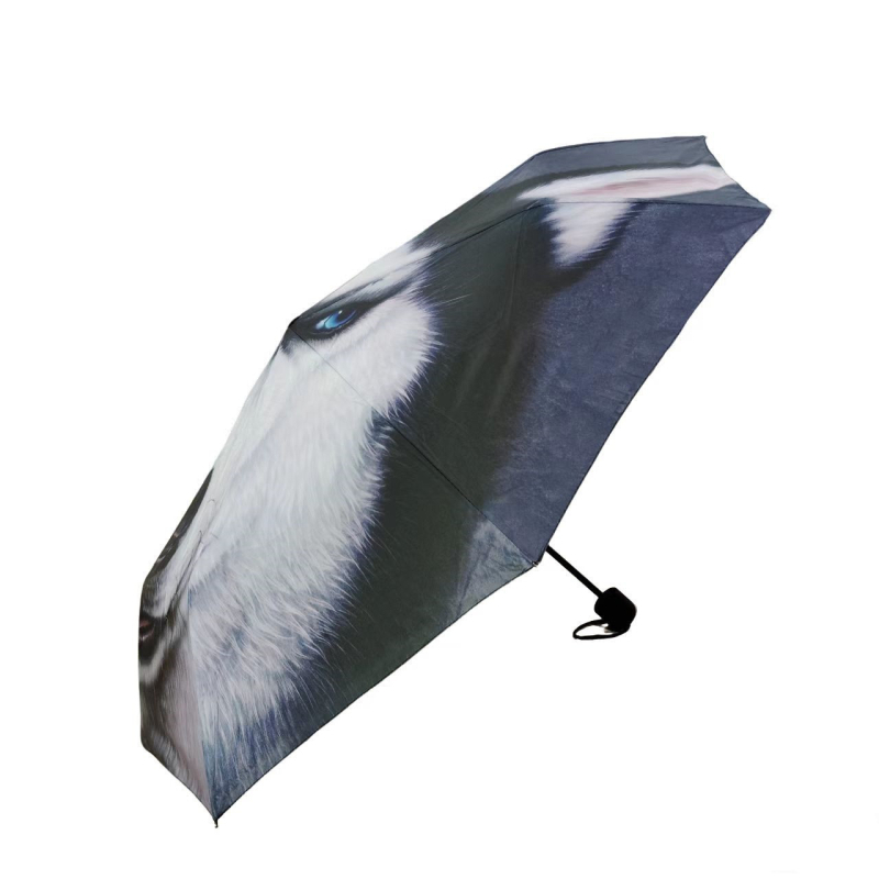 Umbrelă de soare cu logo personalizat - trei secțiuni, 8 brațe, pânză Impact, acoperire argintie, ramă din oțel