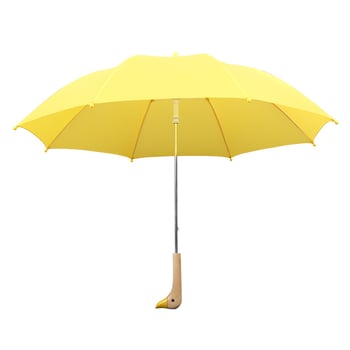 Детски чадър с дълга дръжка, карикатурен дизайн, дървена дръжка във форма на пате, 8 ребра от стъкловлакна, плат 210T