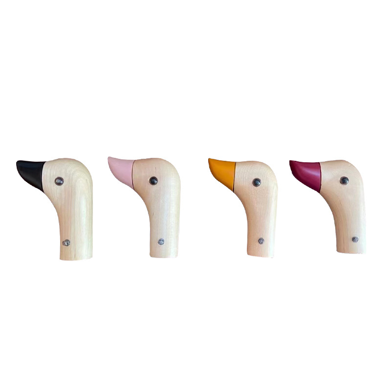 Детски чадър с дълга дръжка, карикатурен дизайн, дървена дръжка във форма на пате, 8 ребра от стъкловлакна, плат 210T