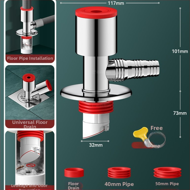 Diverter de drenaj cu trei căi pentru balcon: pentru mașina de spălat și chiuvetă, ABS, anti-umplere, conductă 2-in-1