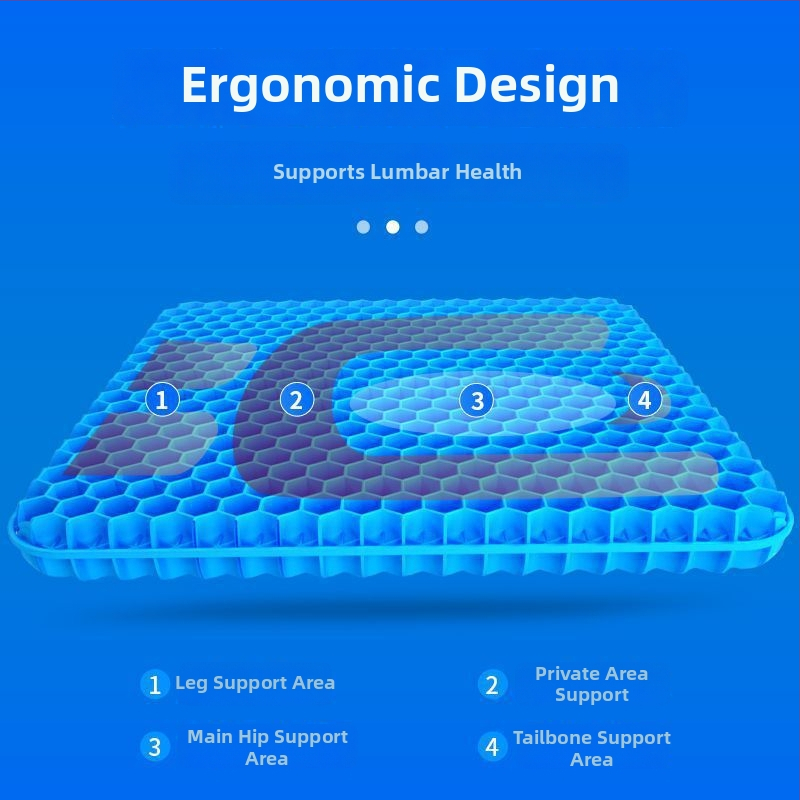 Гел седалкова подложка за офис стол – охлаждане и облекчаване на болката при дълго седене, PVC покритие, водно пълнеж, тегло 500 g, прост стил