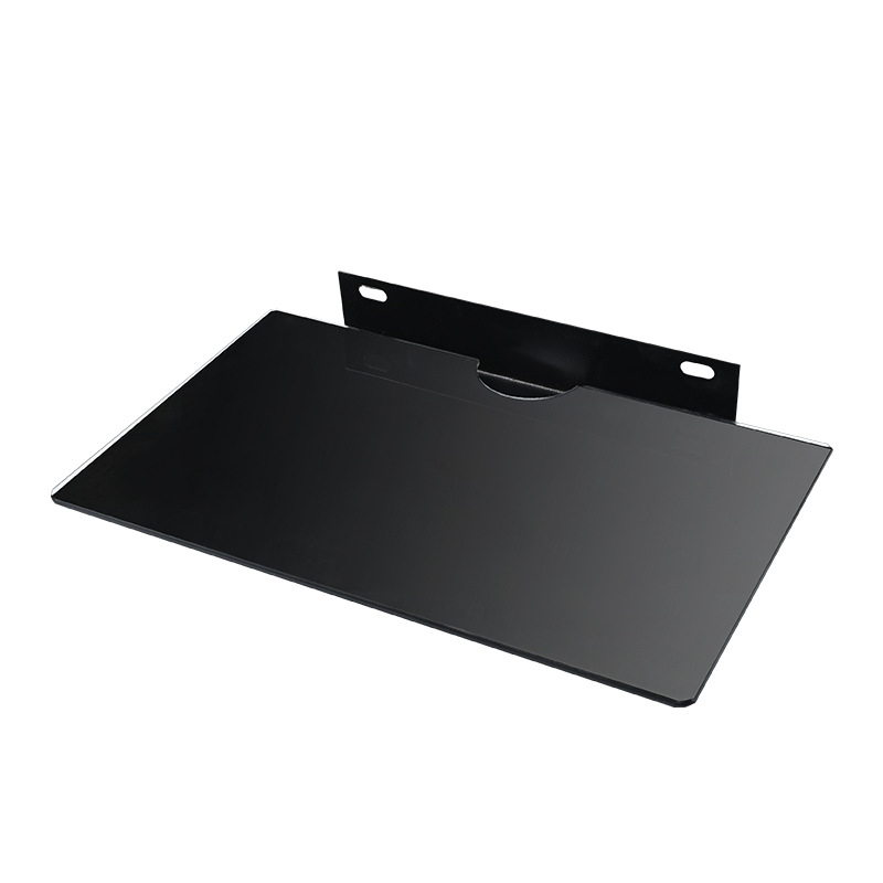 Raft montat pe perete pentru set-top box, router și proiector — oțel + sticlă, 1 etaj, stil simplu modern, montaj cu șuruburi încastrate