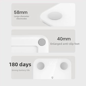 Ζυγός σωματικού λίπους S400 με οθόνη 4 ιντσών, ανθεκτικό γυαλί, εύρος ζύγισης από 100 g έως 180 kg, τροφοδοσία με μπαταρία, μέτρηση σωματικού λίπους και υγρασίας