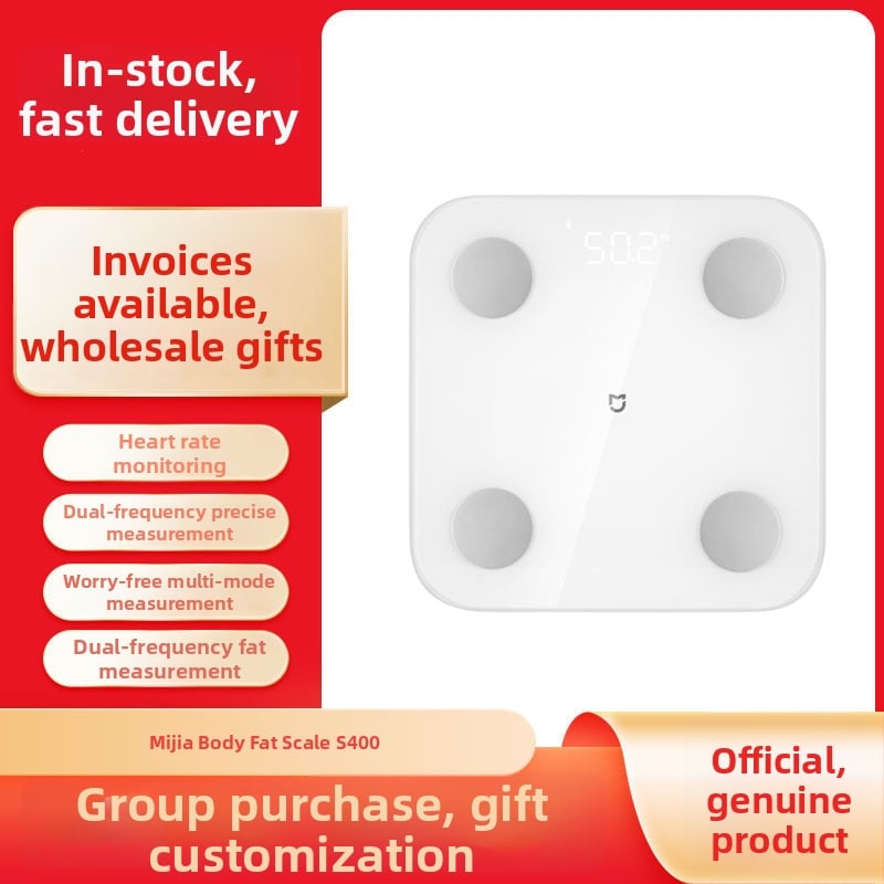 Ζυγός σωματικού λίπους S400 με οθόνη 4 ιντσών, ανθεκτικό γυαλί, εύρος ζύγισης από 100 g έως 180 kg, τροφοδοσία με μπαταρία, μέτρηση σωματικού λίπους και υγρασίας