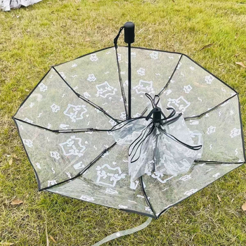 Kišobran s dizajnom štene karikature, automatsko sklapanje, PVC tkanina, 8 rebara, čelična šipka, ručno otvaranje i zatvaranje
