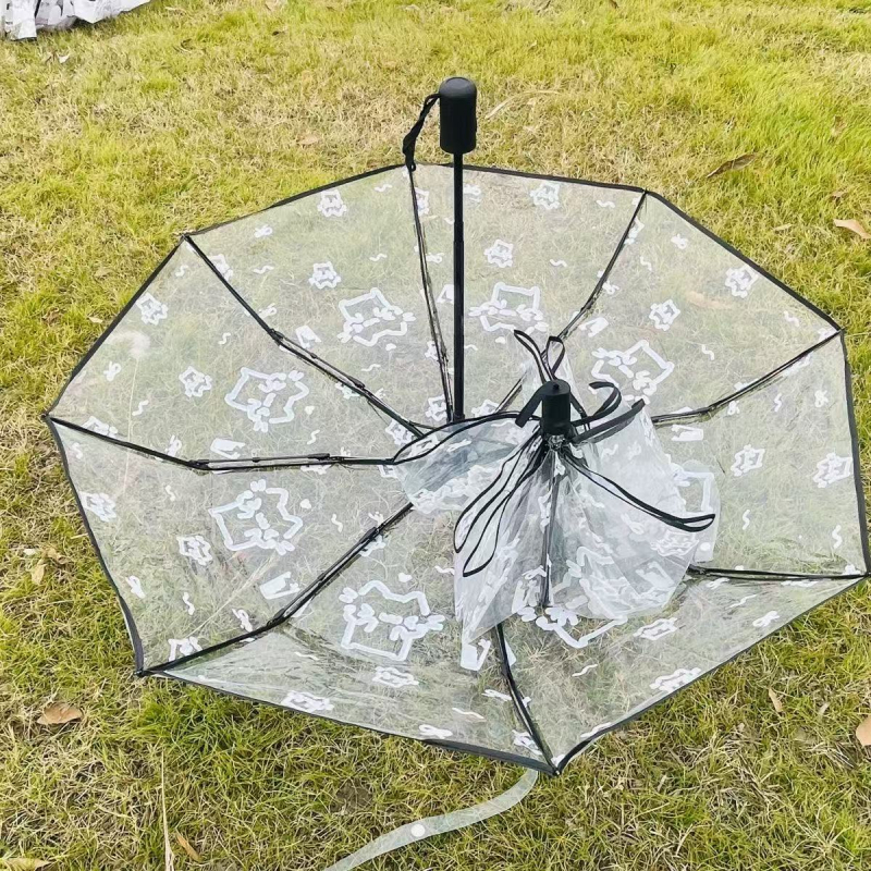 Kišobran s dizajnom štene karikature, automatsko sklapanje, PVC tkanina, 8 rebara, čelična šipka, ručno otvaranje i zatvaranje