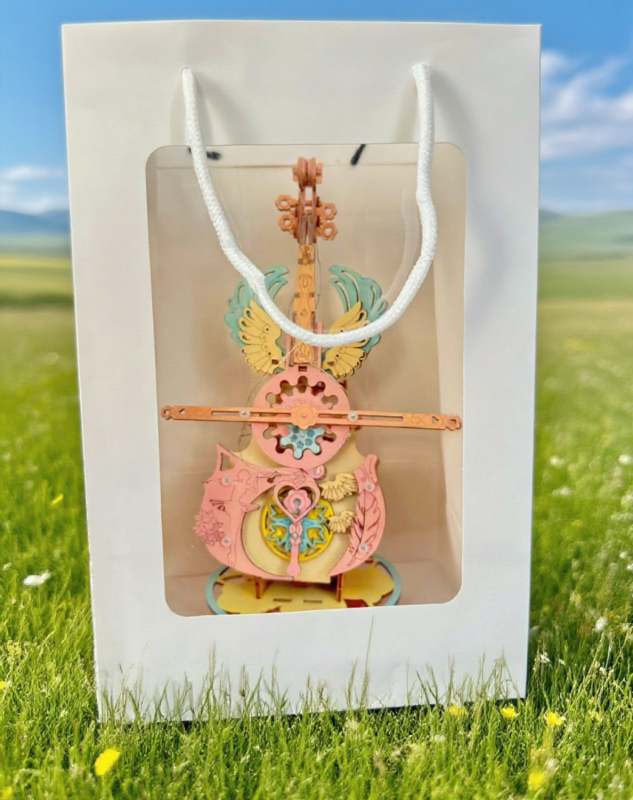 Cutie muzicală din lemn cu design de violoncel, blocuri asamblate manual, gravură, imprimare logo disponibil