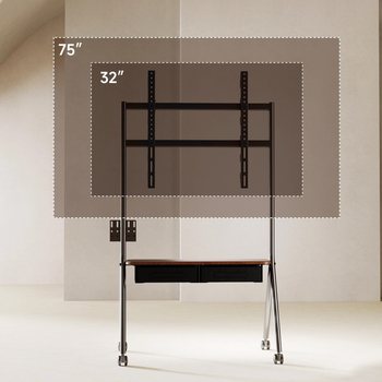 Mobilni TV kolica s ladicom i prostorom za pohranu — hladno valjana čelična konstrukcija, model Ml5b, 13 kg, kompatibilno sa Smart TV