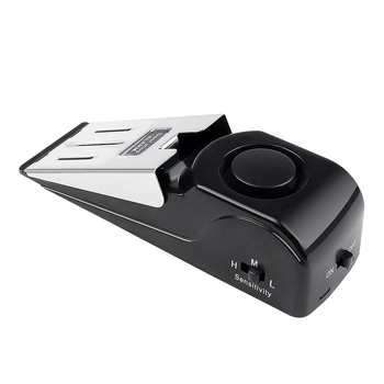 Ajtóstopper riasztóval — modell: Door resistance alarm; anyag: rozsdamentes acél + gumi; típus: hordozható; szerelés: padlóra; kezelés: manuális