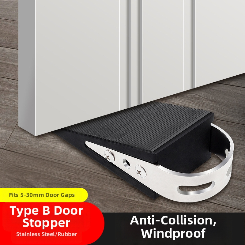 Ajtóstopper riasztóval — modell: Door resistance alarm; anyag: rozsdamentes acél + gumi; típus: hordozható; szerelés: padlóra; kezelés: manuális