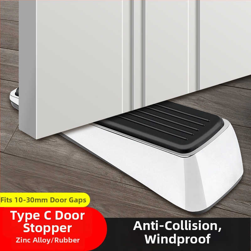 Ajtóstopper riasztóval — modell: Door resistance alarm; anyag: rozsdamentes acél + gumi; típus: hordozható; szerelés: padlóra; kezelés: manuális