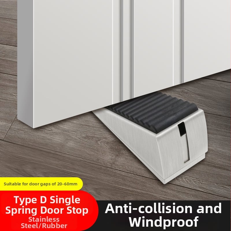 Ajtóstopper riasztóval — modell: Door resistance alarm; anyag: rozsdamentes acél + gumi; típus: hordozható; szerelés: padlóra; kezelés: manuális