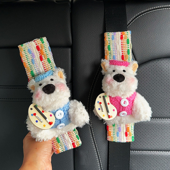 Yingyifei plišani jastuk za pojas automobila – Cute Painter West Highland dizajn, univerzalna kompatibilnost