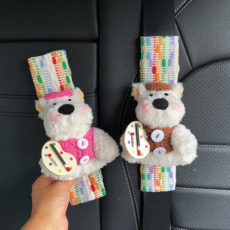 Yingyifei plišani jastuk za pojas automobila – Cute Painter West Highland dizajn, univerzalna kompatibilnost