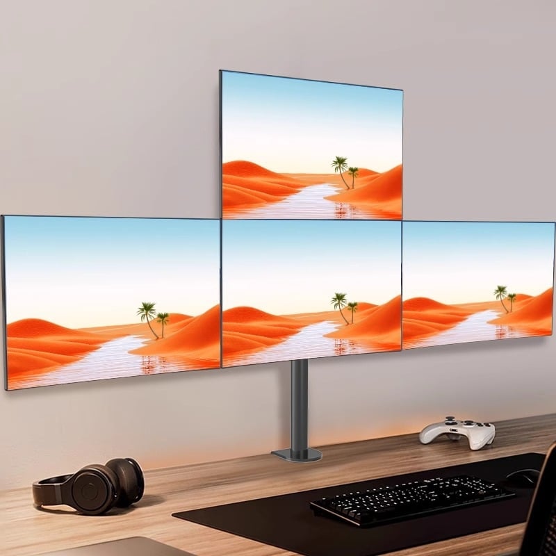 Stativ rotativ pentru patru monitoare, model ml6843, material: oțel laminat la rece, compatibil cu monitoarele, greutate 5–8 kg