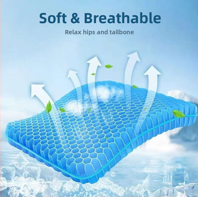 Gélová sedacia podložka - prenosná, skladacia, hrubšia, vhodná do auta, na vonkajšie použitie, domov a kanceláriu; materiál: sandwich tkanina; výplň: TPE