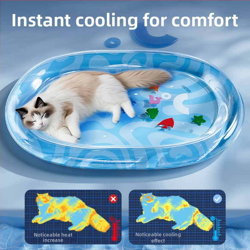 Котешка надуваема охлаждаща подложка, PVC материал, антинадраскваща, подходяща за котки (PVC; надуваема; охлаждаща; антинадраскваща; за котки)