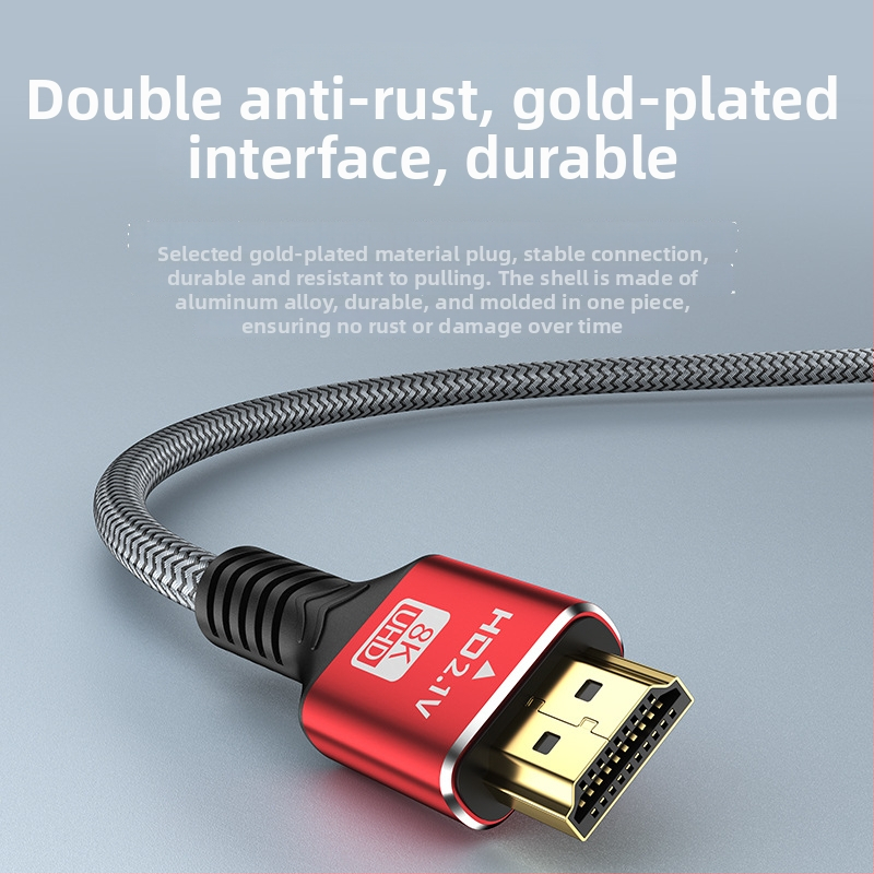 Καλώδιο HDMI 2.1 για 8K, μήκος 1,5 μ., αγώγιμος χαλκό-επενδυμένος ατσάλινος αγωγός, χρυσοπλατιωμένες συνδέσεις