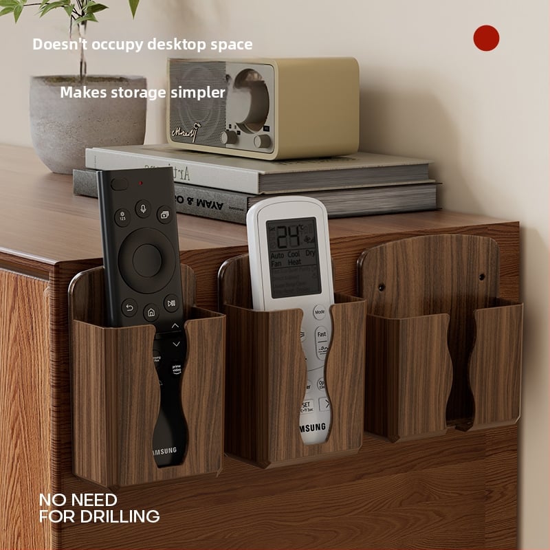 Organizator de depozitare montat pe perete pentru noptiere, cu suport de încărcare pentru telefon și suporturi pentru telecomenzi (Plastic • Model 61-22 • Rezistent la praf • Rotativ • Detasabil)