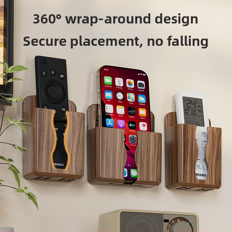 Organizator de depozitare montat pe perete pentru noptiere, cu suport de încărcare pentru telefon și suporturi pentru telecomenzi (Plastic • Model 61-22 • Rezistent la praf • Rotativ • Detasabil)