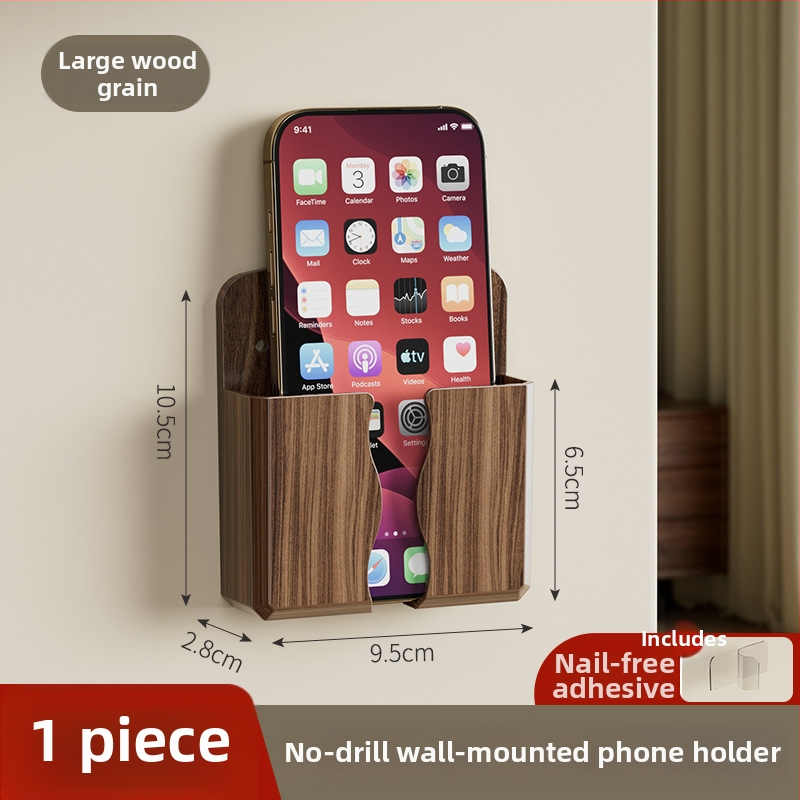 Organizator de depozitare montat pe perete pentru noptiere, cu suport de încărcare pentru telefon și suporturi pentru telecomenzi (Plastic • Model 61-22 • Rezistent la praf • Rotativ • Detasabil)