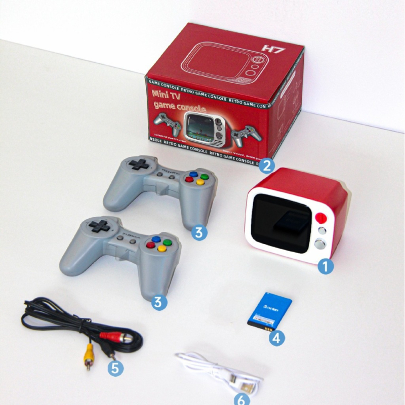 Retro mini TV igraća konzola s bežičnim dvostrukim igranjem, autentičan originalni softver za igre, 8‑bitni operativni sustav, USB sučelje, nostalgičan dizajn