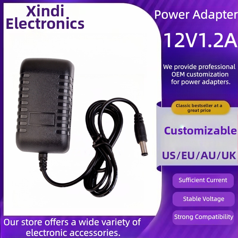 Napájací adaptér 12V 1.2A pre set-top box, optický modem, router a LED monitorovacie svetlo; DC výstup 12V, 1.2A, 14.4W, hmotnosť 60 g