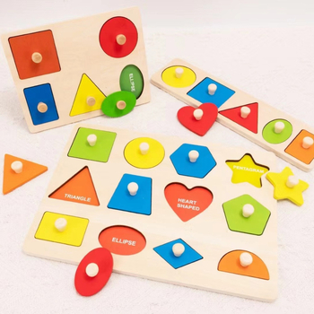 Drveni Montessori panel za slaganje oblika i hvatanje šakom – puzzle za bebe 0–3 godine, marka mywj, mogućnost prilagođenog uzorka