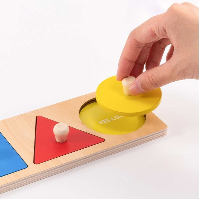 Drveni Montessori panel za slaganje oblika i hvatanje šakom – puzzle za bebe 0–3 godine, marka mywj, mogućnost prilagođenog uzorka