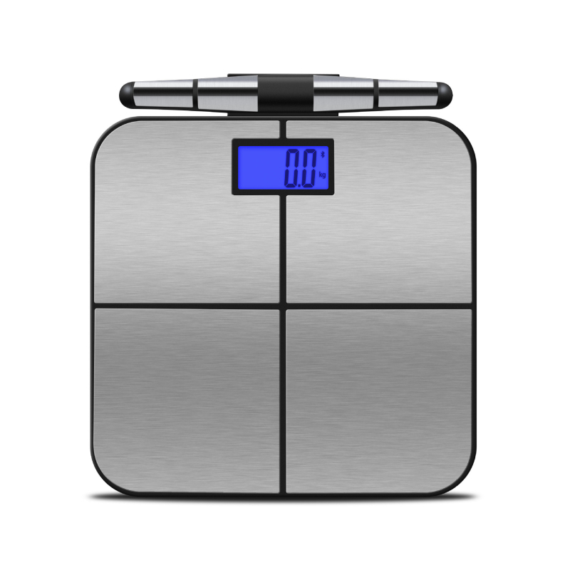 Ζυγός μέτρησης λίπους με οκτώ ηλεκτρόδια, Bluetooth, LED οθόνη, χωρητικότητα 180 kg, γυαλί θερμικής επεξεργασίας + ABS