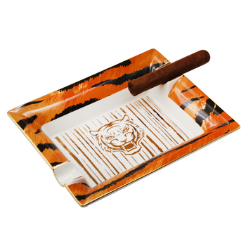 Scrumieră ceramică pentru țigări, cu motiv tigru pentru doi, cutie cu 10 buc.