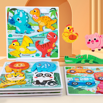 Drveni 3D puzzle za djecu 0–3 godine – blister pakiranje, prilagodljivi uzorci