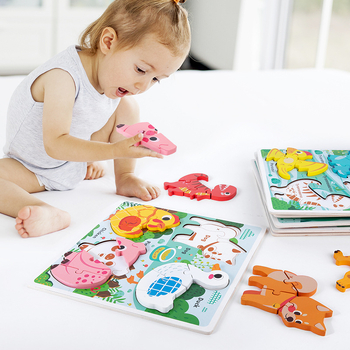 Drveni 3D puzzle za djecu 0–3 godine – blister pakiranje, prilagodljivi uzorci