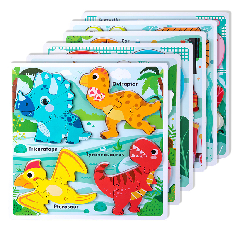 Drveni 3D puzzle za djecu 0–3 godine – blister pakiranje, prilagodljivi uzorci