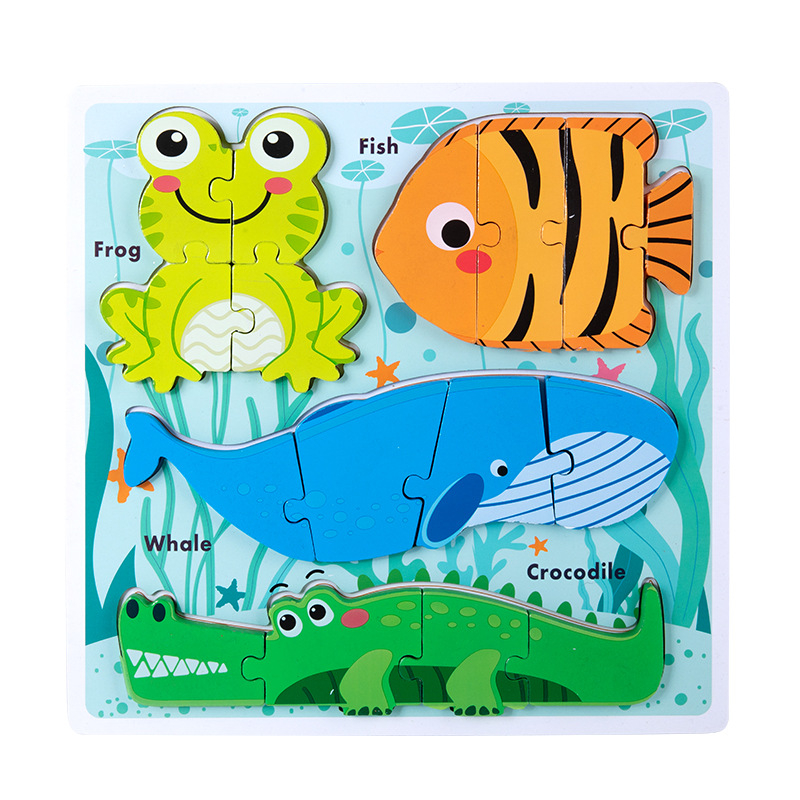 Drveni 3D puzzle za djecu 0–3 godine – blister pakiranje, prilagodljivi uzorci