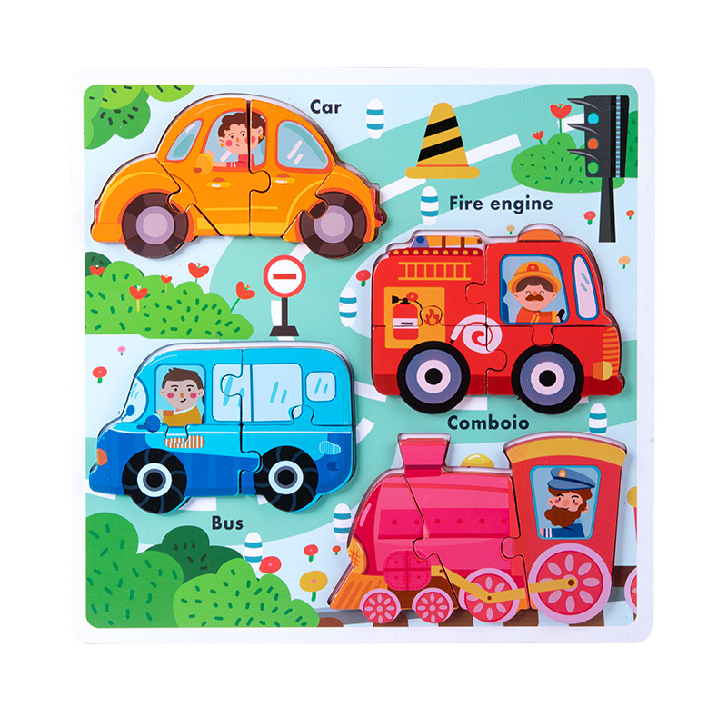 Drveni 3D puzzle za djecu 0–3 godine – blister pakiranje, prilagodljivi uzorci