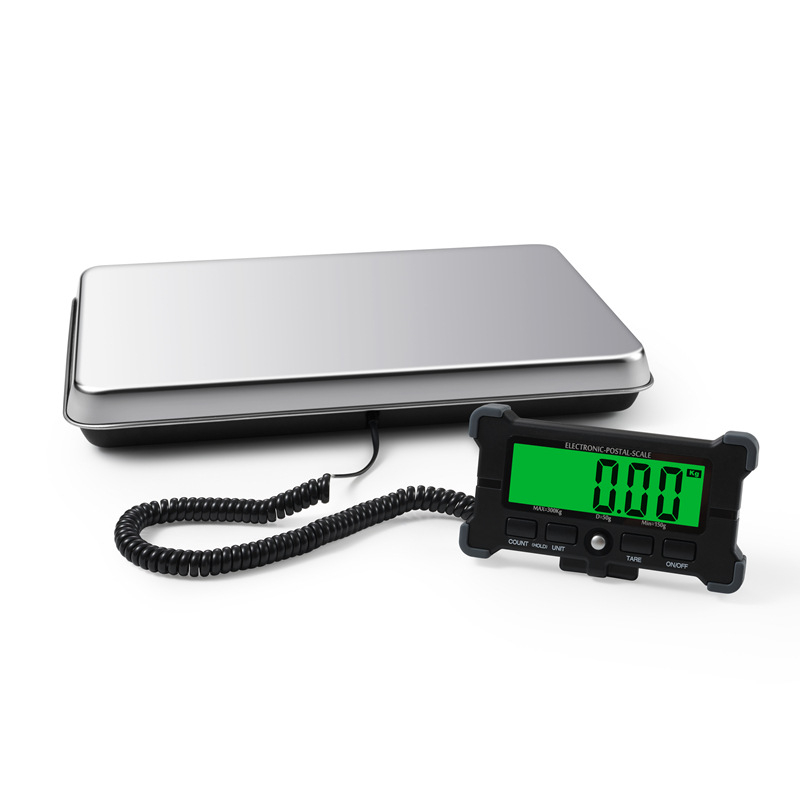 Elektronska poštanska vaga za prekogranične pošiljke, kompaktna vaga od nehrđajućeg čelika za kućne ljubimce i pakete, raspon mjere 120 kg/30 g – 300 kg/150 g, napajanje mrežno ili AAA baterijama, model Dh-c100 / c011
